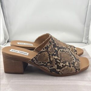 Steve Madden Brown Snake Print Mules
